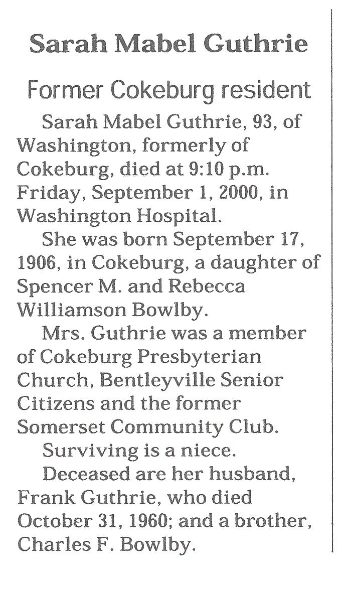 Sarah Mabel Guthrie